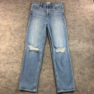 PAIGE Womens 30 Blue Stella Distressed Straight Leg Jeans